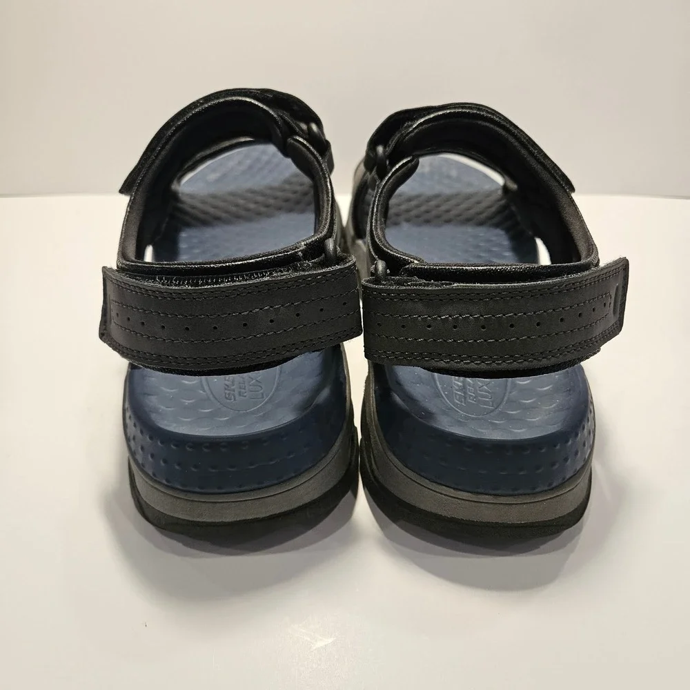 Skechers Relaxed Fit Tresmen Garo‎ Luxe Foam Sandals Mens 10 Charcoal Gray Blue